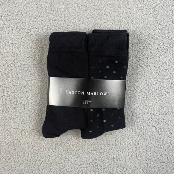 EASTON MARLOWE Men's Shoe Size 10-13 Black White Cotton Polyamide Elastane 6PK - Picture 1 of 8